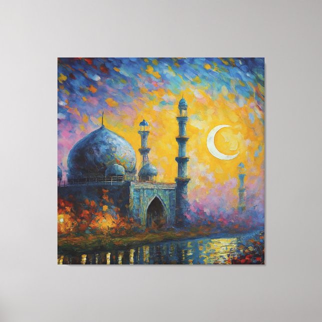 Impressão Em Tela Pintura de estrelas muçulmanas do Crescente Mesqui (Frente)