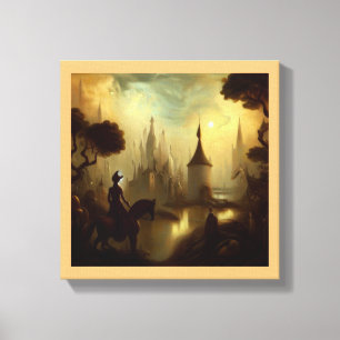 Impressão Em Tela Pintura de Fantasia 8 - Cavaleiro a Cavalo