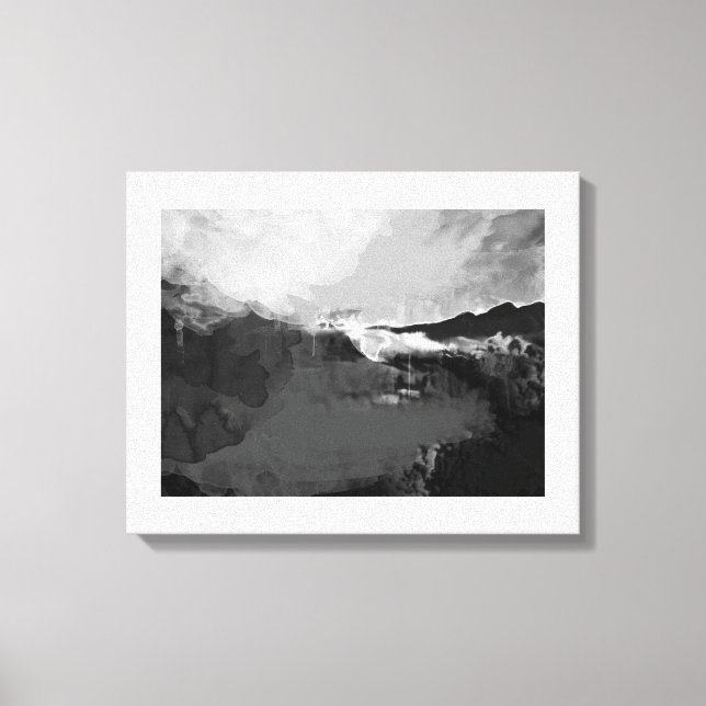 Impressão Em Tela Pintura de ficção em preto e branco (Frente)