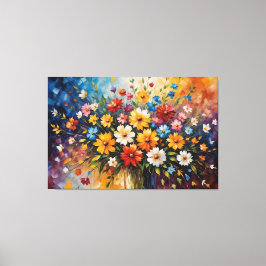 Impressão Em Tela pintura de flores em um vaso