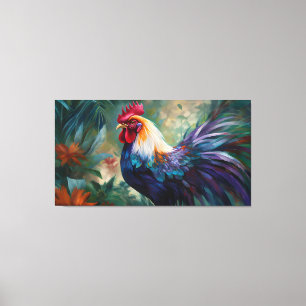 Impressão Em Tela Pintura de galo na impressão de tela estendida