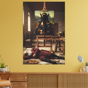 Impressão Em Tela Pintura de Gato Engraçado