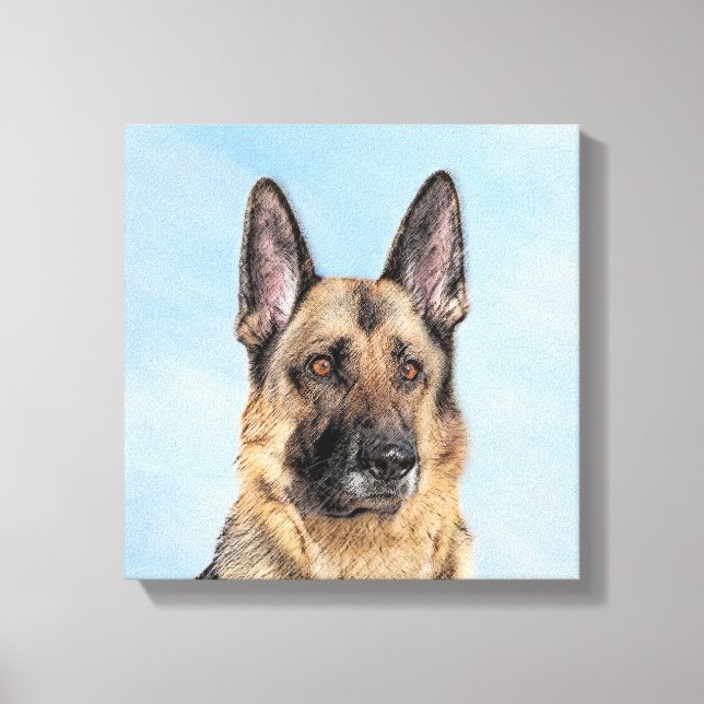Impressão Em Tela Pintura de german shepherd - Arte de Cachorro Orig (Frente)