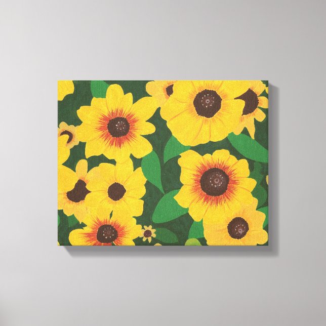 Impressão Em Tela Pintura de Girassóis Amarelos em Tela Envolvida (Frente)