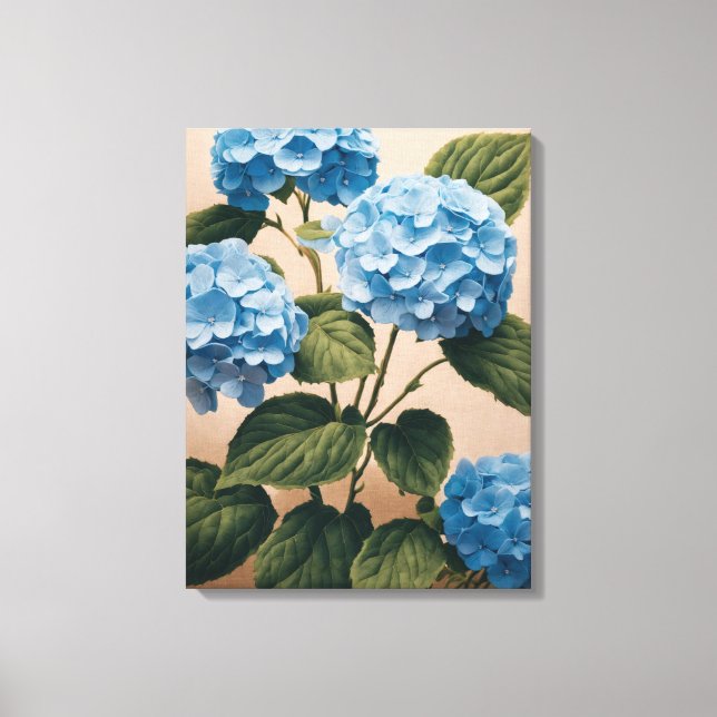 Impressão Em Tela Pintura de Hydrangeas Azul Tranquilo (Frente)