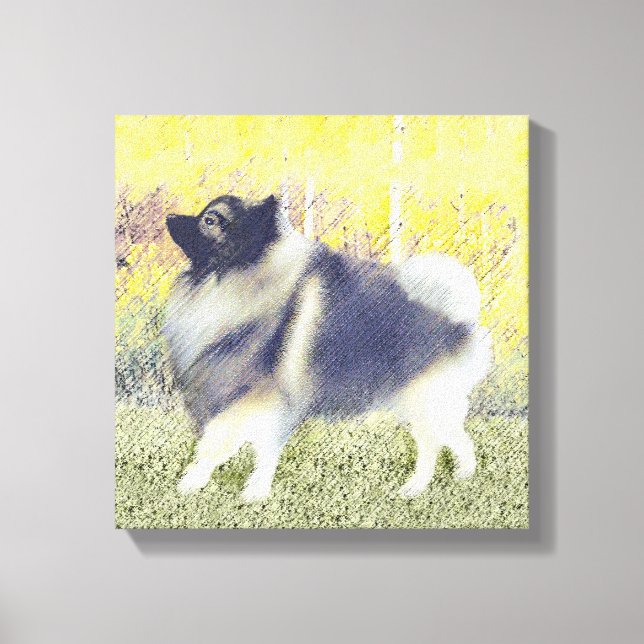 Impressão Em Tela Pintura de Keeshond Aspen - Arte de Cachorro Origi (Frente)