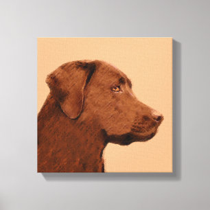 Impressão Em Tela Pintura de Labrador Retriever (Chocolate) - Arte C