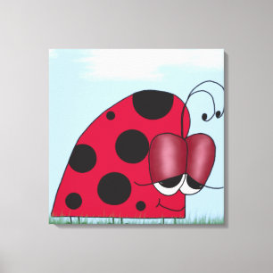 Impressão Em Tela Pintura de Ladybug Engraçada e Eufórica