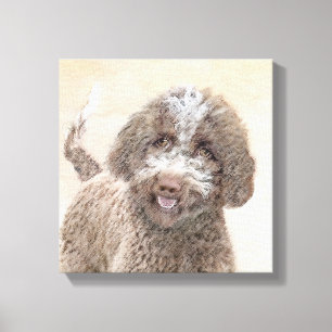 Impressão Em Tela Pintura de Lagotto Romagnolo - Arte de Cachorro Or