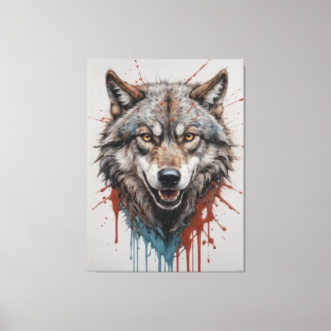 Impressão Em Tela pintura de lobo (Frente)