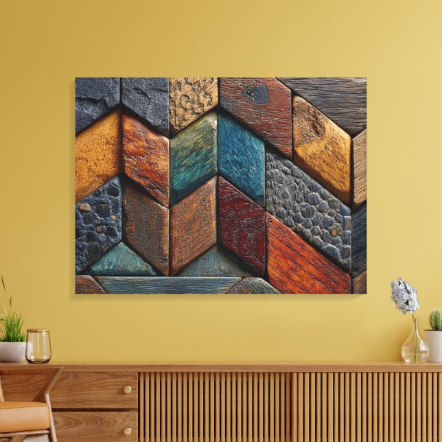 Impressão Em Tela Pintura de madeira (Insitu(Sala de estar))