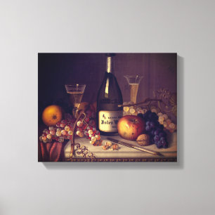 Impressão Em Tela Pintura de mesa de comida antiga, única