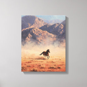Impressão Em Tela Pintura de Mustang de Montanha Tempestade de Poeir