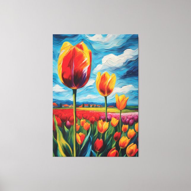 Impressão Em Tela Pintura de Óleo de Campo de Tulip (Frente)