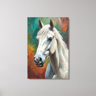 Impressão Em Tela Pintura De Óleo Vibrante De Retrato Branco Artísti