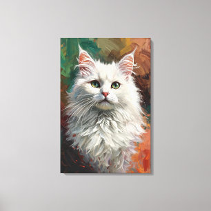 Impressão Em Tela Pintura De Óleo Vibrante De Retrato De Gato De Âng