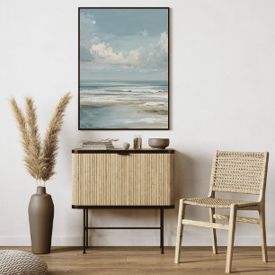Impressão Em Tela Pintura de Paisagem Costeira Horizonte Suave do Oc