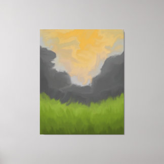 Impressão Em Tela Pintura de Paisagem do Céu Dourado