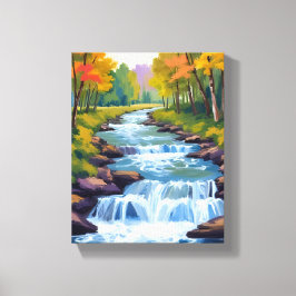Impressão Em Tela Pintura de paisagem natural de cachoeira