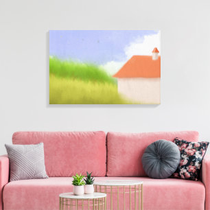 Impressão Em Tela Pintura de Paisagem Rural Pacífica