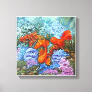 Impressão Em Tela Pintura de peixes dourados feng shui símbolos de 
