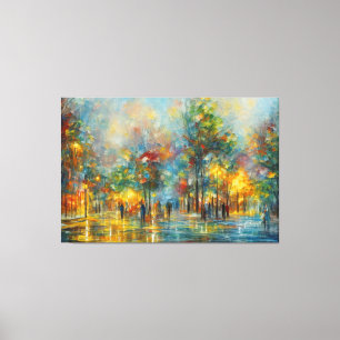 Impressão Em Tela pintura de pessoas andando num parque