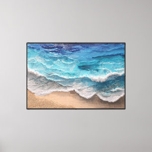 Impressão Em Tela Pintura de Praia de Onda do Mar – Arte Abstrata pa