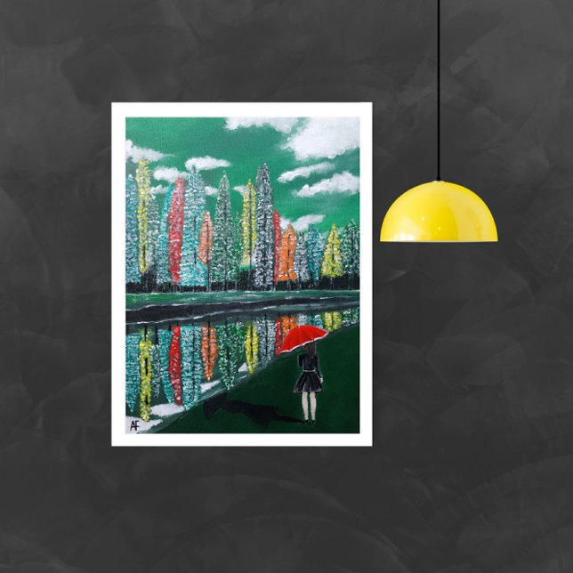 Impressão Em Tela Pintura de Reflexão do outono por Alfred Fox (Not Actual Size)