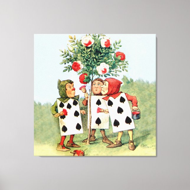 Impressão Em Tela Pintura de Rosas da Rainha do Coração em Wonderlan (Frente)