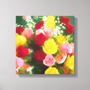 Impressão Em Tela Pintura de Rose Bouquet - Arte Flor Original Custa