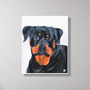 Impressão Em Tela Pintura de Rottweiler por Alfred Fox