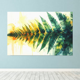 Impressão Em Tela pintura de samambaia aquarela