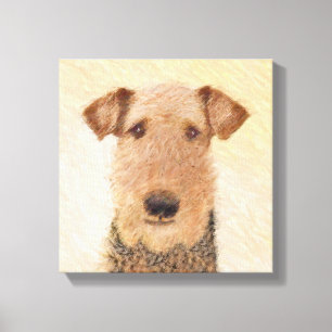 Impressão Em Tela Pintura de Terrier Airedale - Arte original cômoda