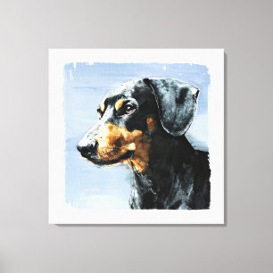 Impressão Em Tela Pintura de um Dachshund