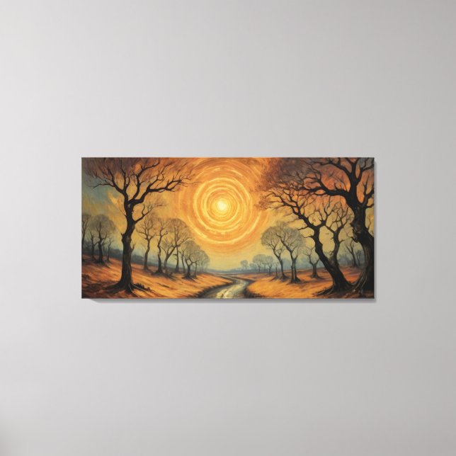 Impressão Em Tela pintura de um rio que atravessa uma floresta (Frente)