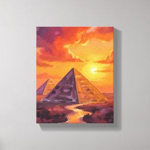 Impressão Em Tela Pintura de Viagem do Pôr do Sol das Pirâmides do E