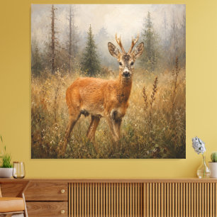 Impressão Em Tela Pintura de vida selvagem de um corço europeu