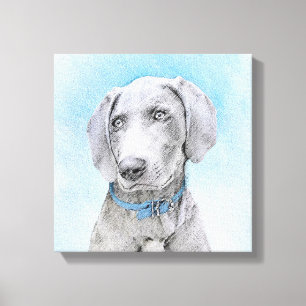 Impressão Em Tela Pintura de Weimaraner - Arte de Cachorro Original