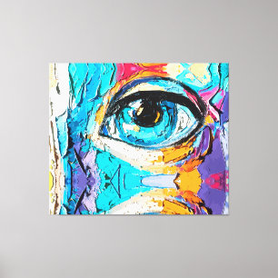 Impressão Em Tela Pintura Digital Abstrata a Óleo de Olhos Bonitos