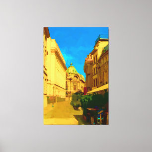 Impressão Em Tela Pintura Digital da Cidade de Bucareste