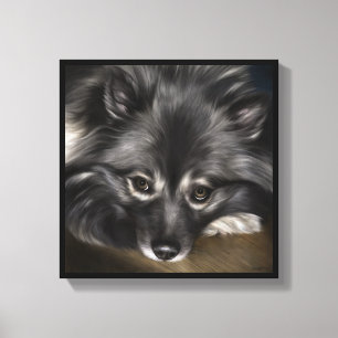 Impressão Em Tela Pintura digital do Keeshond intitulada "encanto "