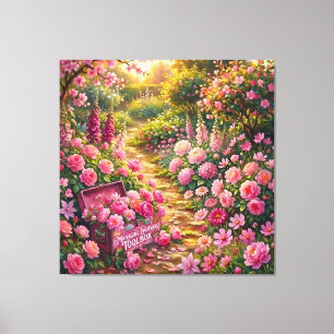 Impressão Em Tela Pintura do Caminho do Jardim Florido Rosa Sonhador