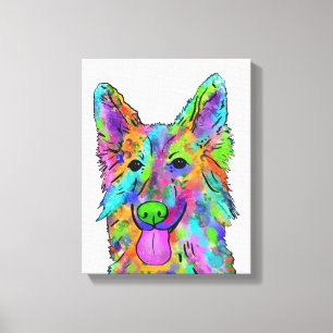 Impressão Em Tela Pintura do cão do arco-íris do german shepherd