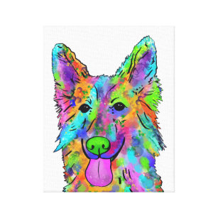 Impressão Em Tela Pintura do cão do arco-íris do german shepherd