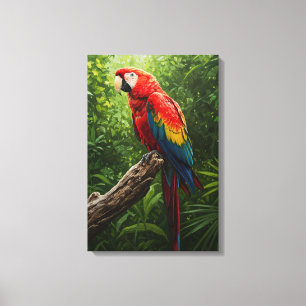 Impressão Em Tela Pintura do Óleo de Macaw Scarlet