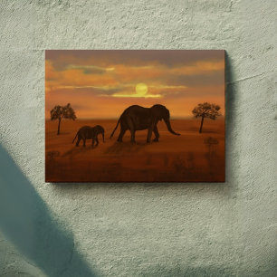 Impressão Em Tela Pintura do óleo solar de elefante - Parede de Canv