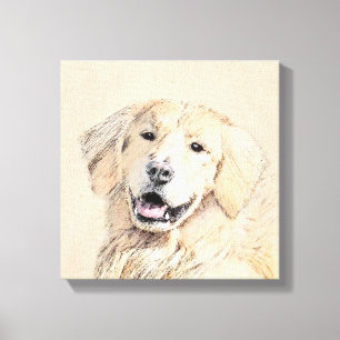 Impressão Em Tela Pintura do ouro Retriever - Arte Cachorra Original