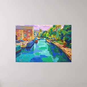 Impressão Em Tela Pintura do Porto de Canal de Sowerby Bridge em Est