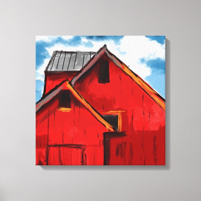 Impressão Em Tela Pintura do Red Barn (Frente)