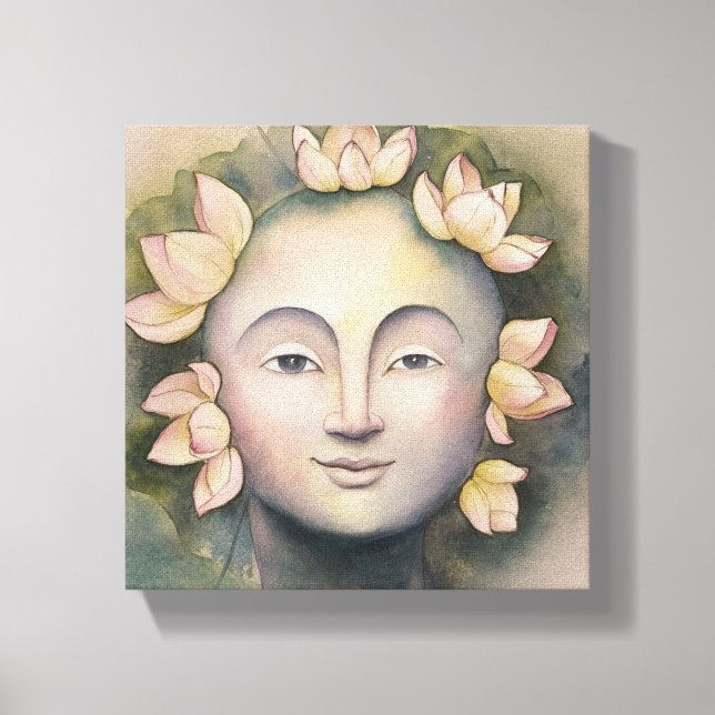 Impressão Em Tela Pintura do Rosto de Aquarela Mulher (Frente)